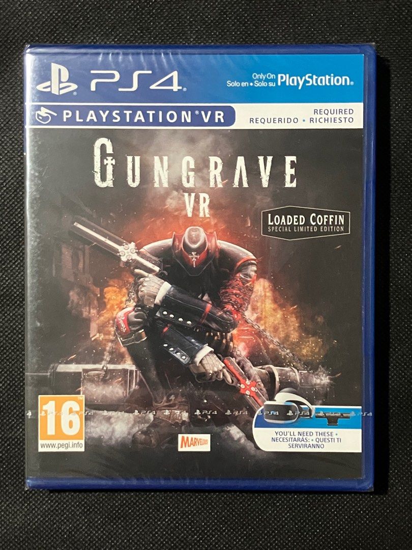 PS4 Gungrave VR R2 PAL EU (Category: PlayStation) located in Quezon City. Submitted by kurosu09 (Listing ID 1397290291, Image 1). Description: *Sealed* - Gungrave VR: Loaded Coffin Special Limited Edition for PlayStation 4 - Includes Gungrave VR and Gungrave VR U.N. - Features VR gameplay and intense first-person action. - Requires PlayStation VR and PlayStation Camera. - PEGI 16 rating. - Payment via bank transfer, GCash, Maya - Unfortunately do