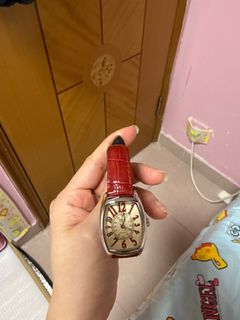 Rectangular Face Watch with Red Strap64235514762243110