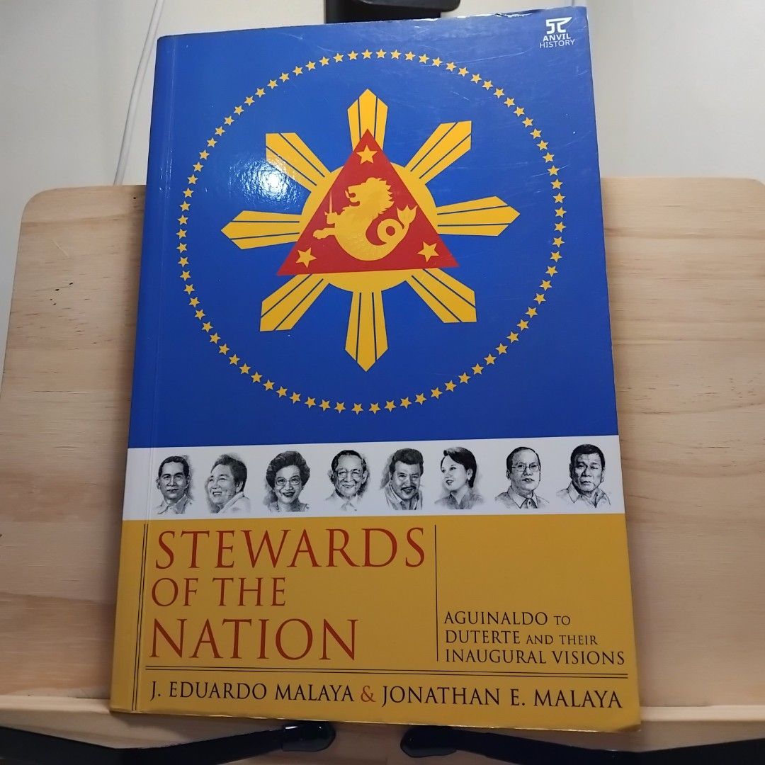 Stewards of the Nation by Malaya (Category: Storybooks) located in Pasig City. Submitted by berto36 (Listing ID 1397279973, Image 1). Description: - Title: Stewards of the Nation by J. Eduardo Malaya and Jonathan E. Malaya - Focuses on Philippine presidents and their visions. - Features a cover design with the Philippine flag. - Condition: Good - Ideal for history enthusiasts and those interested in Philippine politics..