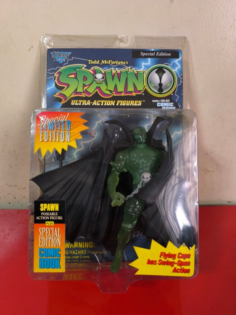 Todd MC Farlane Spawn Ultra - Action Figure (Category: Figurines & Statues) located in Manila. Submitted by extraricecollectibles (Listing ID 1397284317, Image 1). Description: - Spawn action figure - Green figure with black wings - Still in original packaging - Packaging features "Spawn" logo - Packaging reads "Ultra-Action Figures".