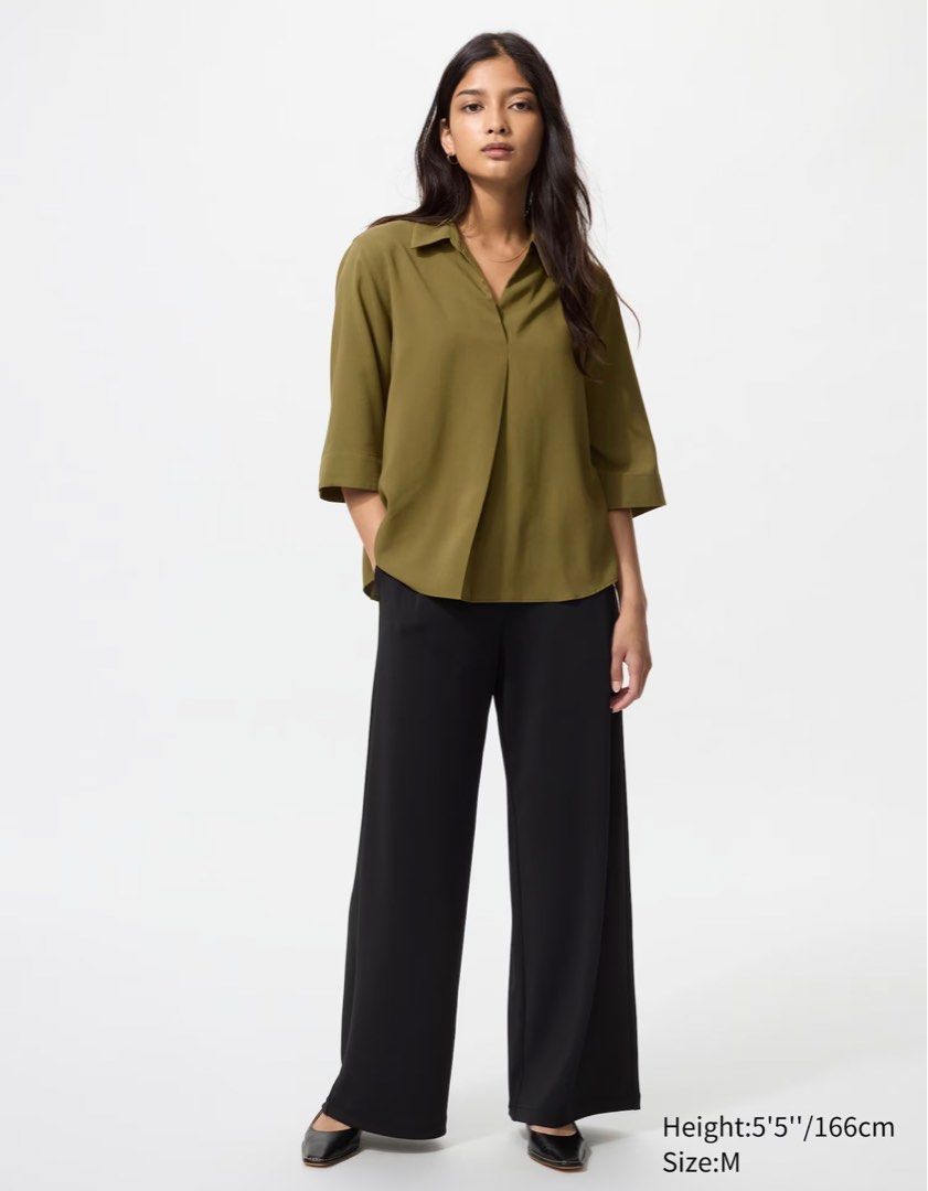 Uniqlo Olive Green Rayon Blouse (Category: Blouses) located in Manila. Submitted by longbondpaper (Listing ID 1397288450, Image 3). Description: -with tag on.