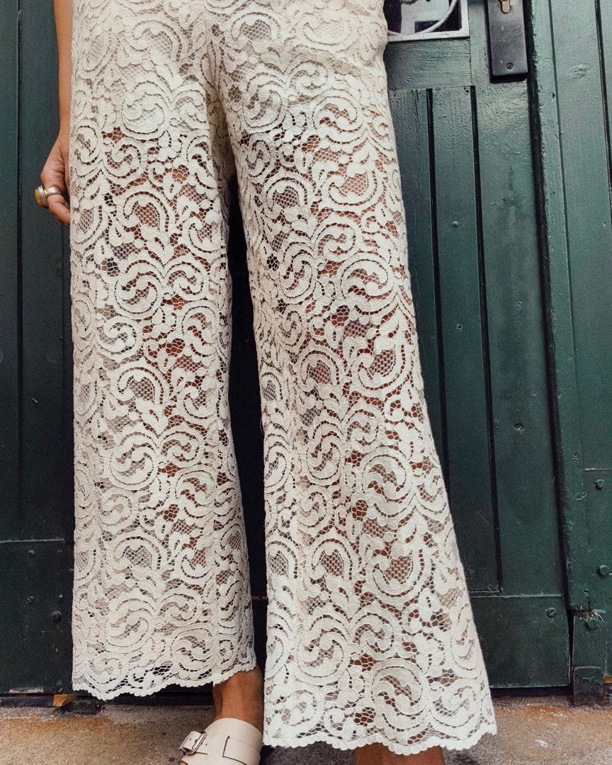 ZARA LACE CROPPED TROUSERS (Category: Other Bottoms) located in Baguio. Submitted by page__three (Listing ID 1397365468, Image 2). Description: Tagged as a cropped trousers but the length is perfect for me (I’m around 155cm). With a minor flaw. Can provide actual pictures!.