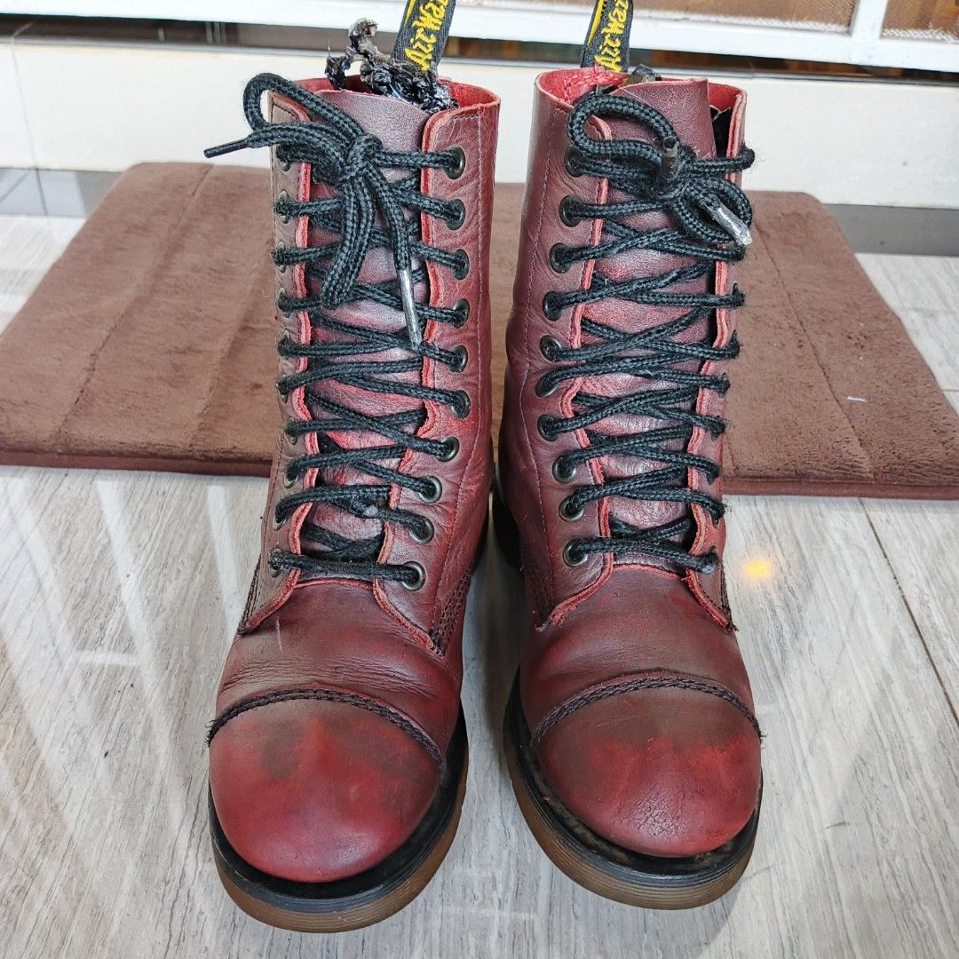 Dr. Martens Docmart DM Vintage 2834 10 Hole Mid Boots Red Cherry ...