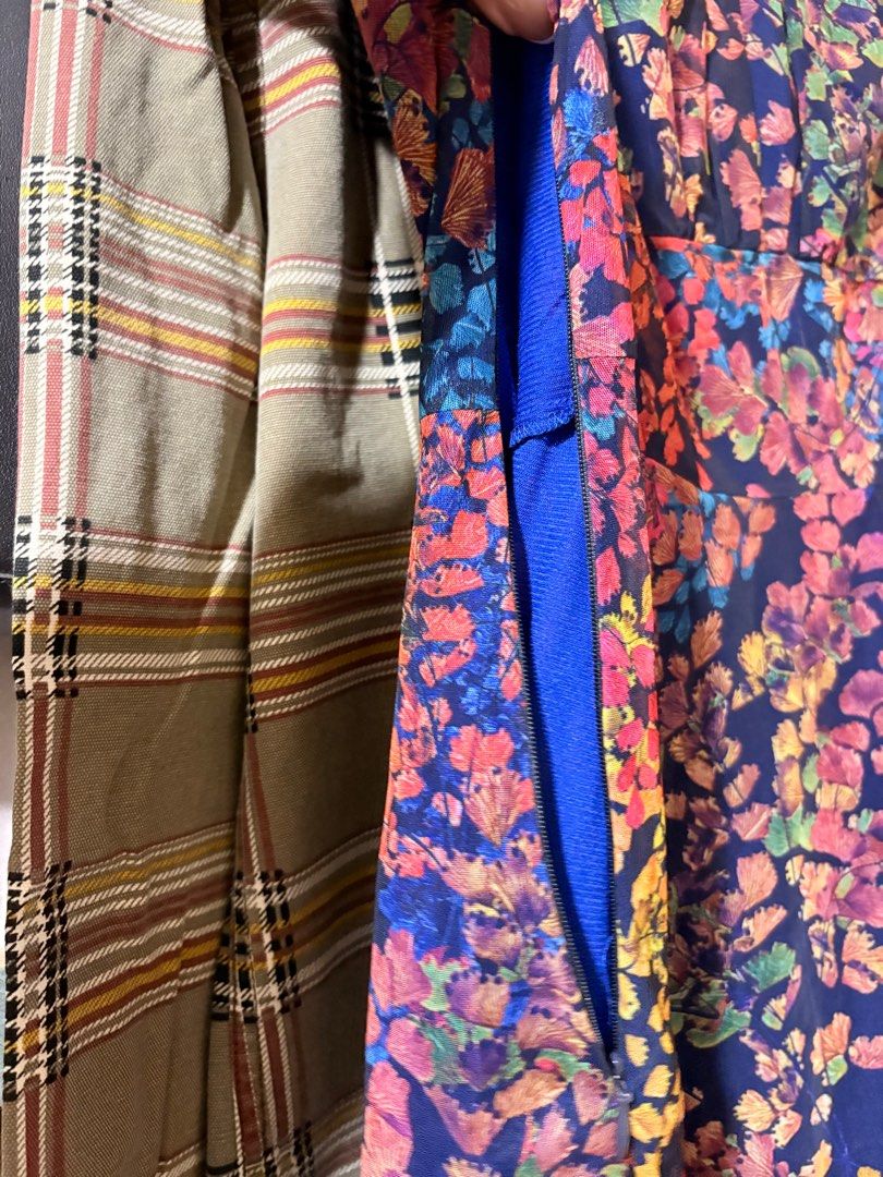 Floral Print Dress (Category: Dresses) located in Manila. Submitted by orion_declutter (Listing ID 1401652574, Image 3). Description: - Maia floral dress - Navy blue base with colorful floral print - Round neckline - Short sleeves - Side zipper closure - Blue inner lining - Suitable for special occasions and everyday wear With minor damage. See last pic.