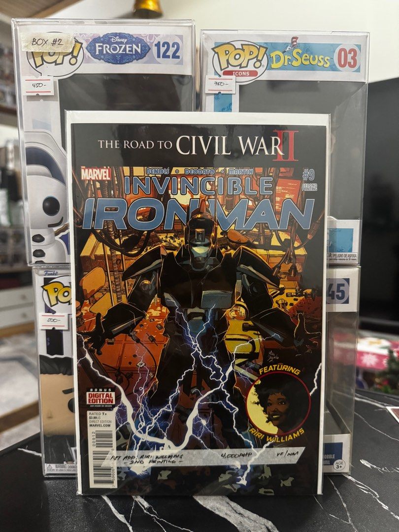 Invincible Iron Man #9 Comic Book (Category: Comics & Manga) located in Pateros City. Submitted by lacasadekartonph (Listing ID 1401695467, Image 1). Description: 1st app Riti Williams 2nt Ptg.