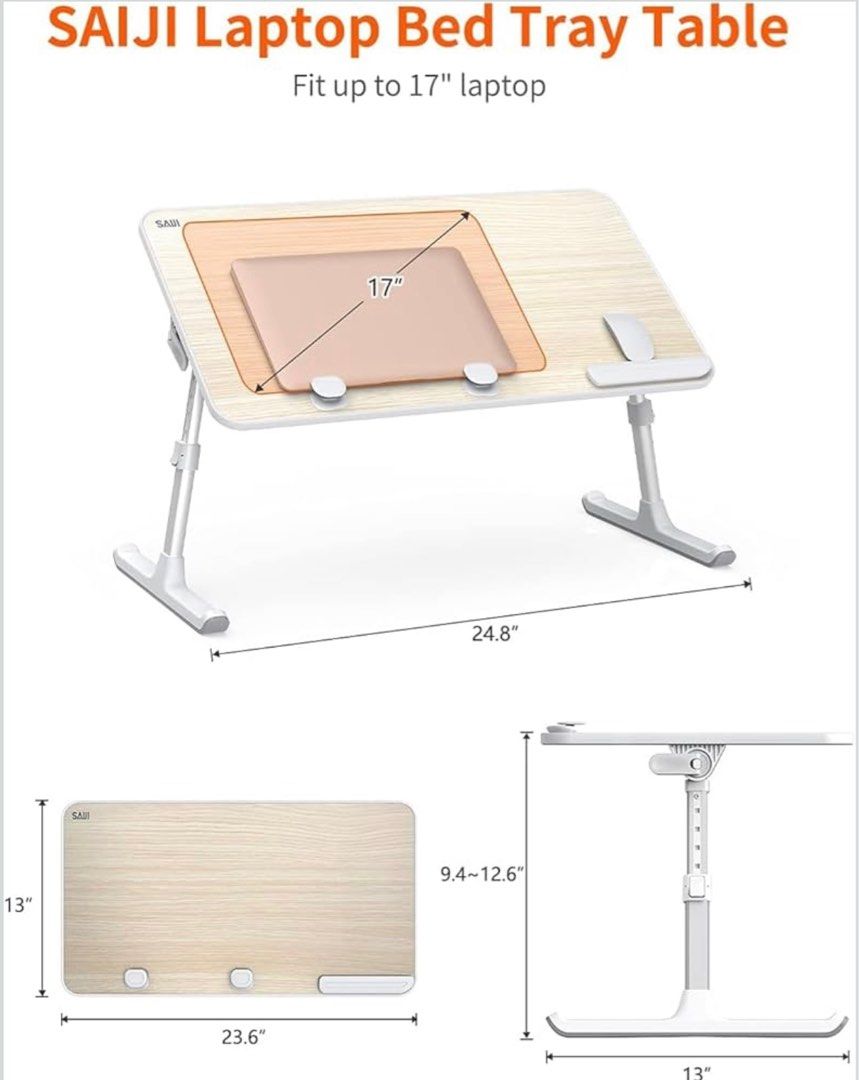 Laptop Bed Tray Table Adjustable Height & Angle (Category: Tables & Sets) located in Rosario. Submitted by mira33396 (Listing ID 1401577652, Image 2). Description: Decluttering for my Mental health (Please respect my pricing as I will be using the funds from my medication, thank you) Bought for: ₱2400 Selling price: P800 Location: Rosario Cavite MOD: lalamove or j&t -adjustable height and angle -with stopper -Very sturdy -high quality materials -