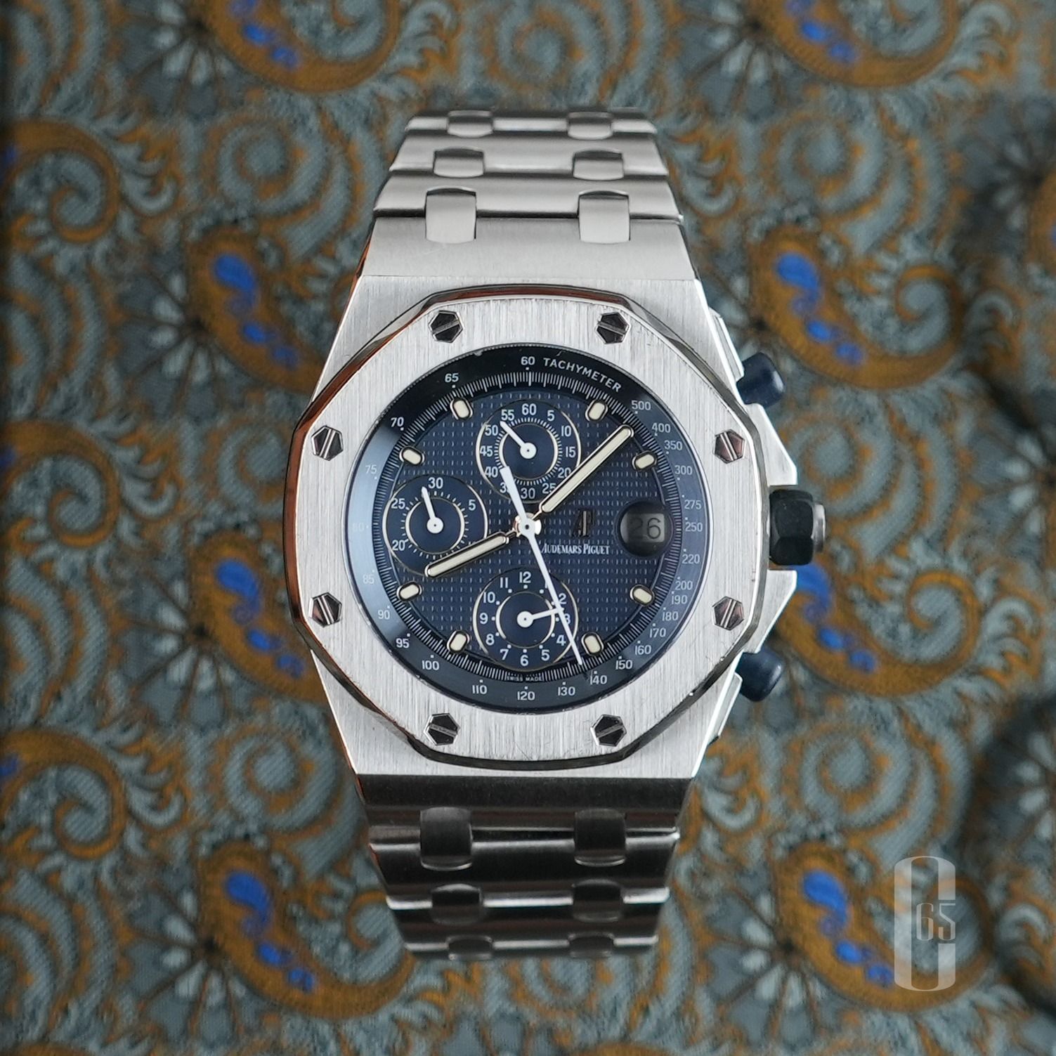 [SOLD - DM to SOURCE] Audemars Piguet AP Royal Oak Offshore Chronograph 25721ST.OO.1000ST.01 (Category: Watches) located in Singapore. Submitted by calibre65 (Listing ID 1401583599, Image 1). Description: This piece has been SOLD. DM us and we can source a similar piece for you! Audemars Piguet AP Royal Oak Offshore Chronograph Reference Number: 25721ST.OO.1000ST.01 Condition: Heavily Used Comes with: Watch only (no box, no papers) Dated: Undated