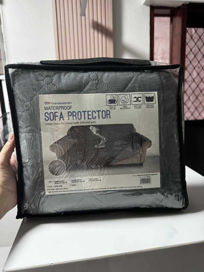 Mandaue Foam Waterproof Sofa Protector - Dark Gray (Category: Sofas) located in Makati City. Submitted by emil_ph_seller (Listing ID 1401565171, Image 2). Description: Selling (1 seater) We need was 2-seater. Opened only for fitting..