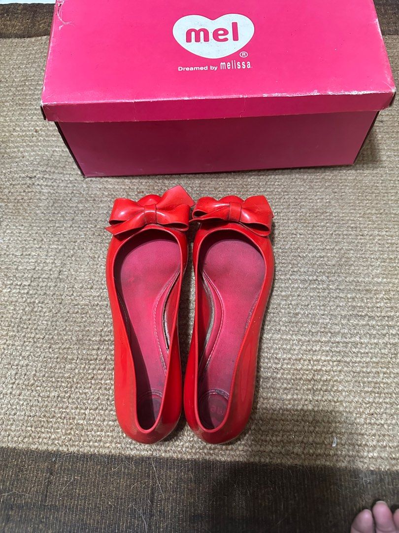 Melissa Shoes - adult (Category: Flats & Sandals) located in Manila. Submitted by preloved_thingys (Listing ID 1401570090, Image 1). Description: Pre-loved melissa loafers Color: Red Size: US 6 Needs cleaning Pick up location: Week days, Pasay and Cavite on Weekends Rfs: Too many shoes 😅.
