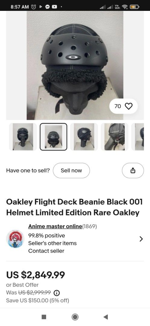 Oakley RARE Flight Deck Beanie Black, Men's Fashion, Watches