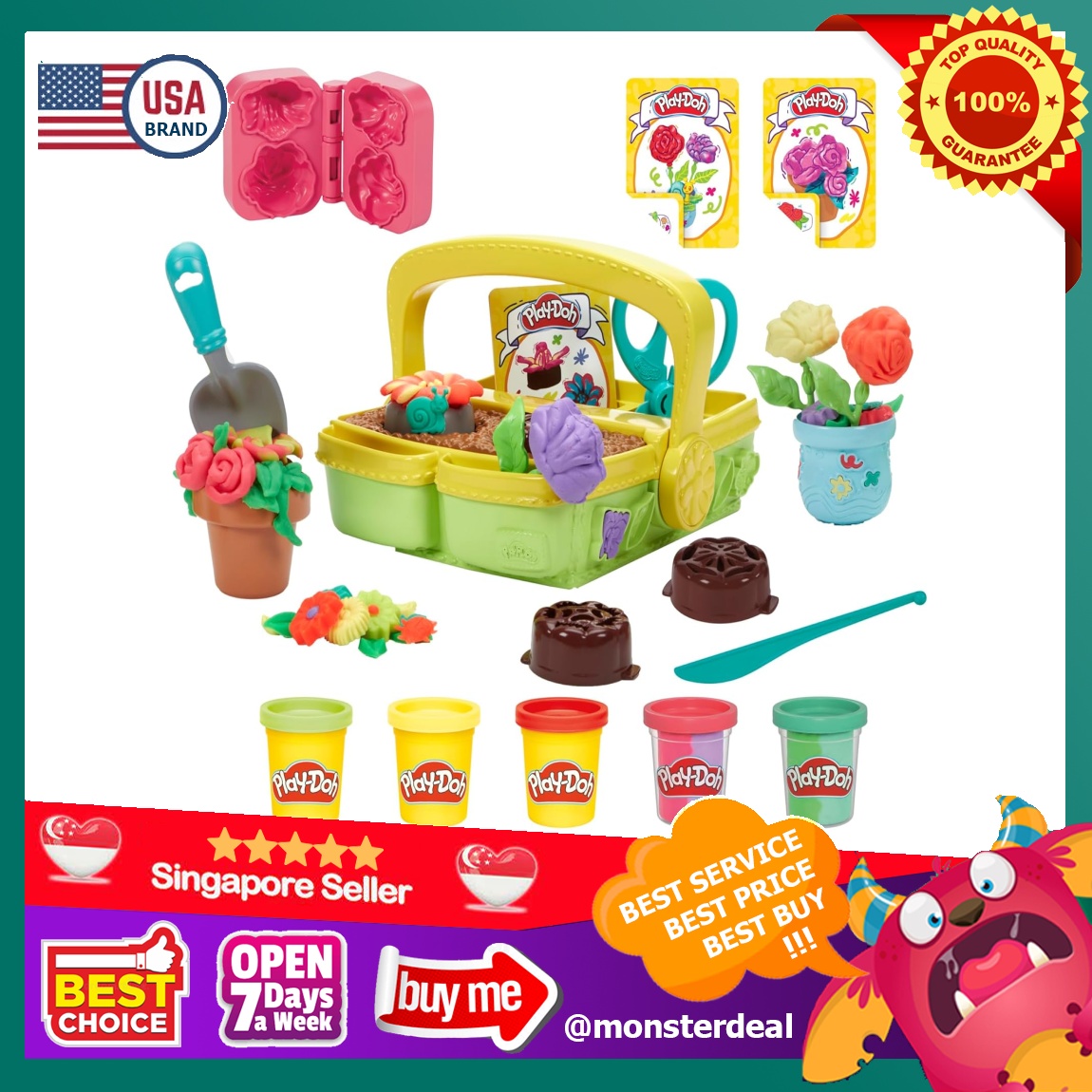 Play-Doh Blooming Flower Garden Playset - Kids Flower Making Toy With 5 Play-Doh Cans, Ages 3+