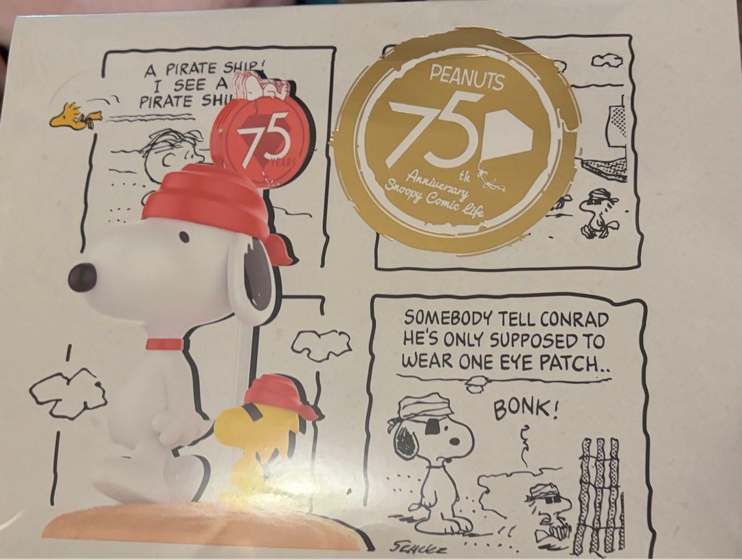 POP MART Peanuts 75th Anniversary Snoopy Pirate Figurine (Category: Designer & Blind Box Toys) located in Mandaluyong City. Submitted by astyle_shopph (Listing ID 1401588522, Image 1). Description: Sealed box. 12 pieces.
