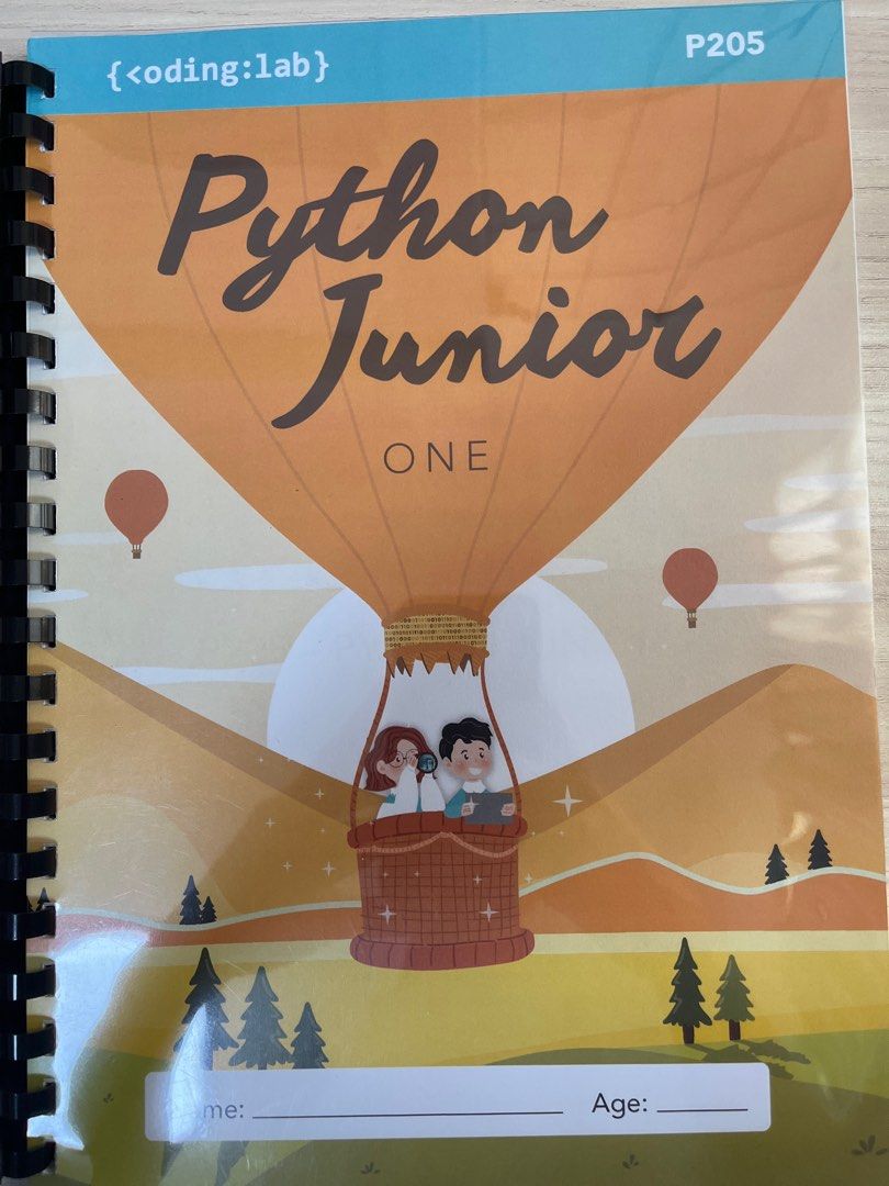 Python Junior One Coding Lab Book (Category: Textbooks) located in Singapore. Submitted by cleverrabbit-2204 (Listing ID 1401591026, Image 1). Description: - Python Junior One book from Coding Lab. - Spiral-bound format. - Designed for young learners.