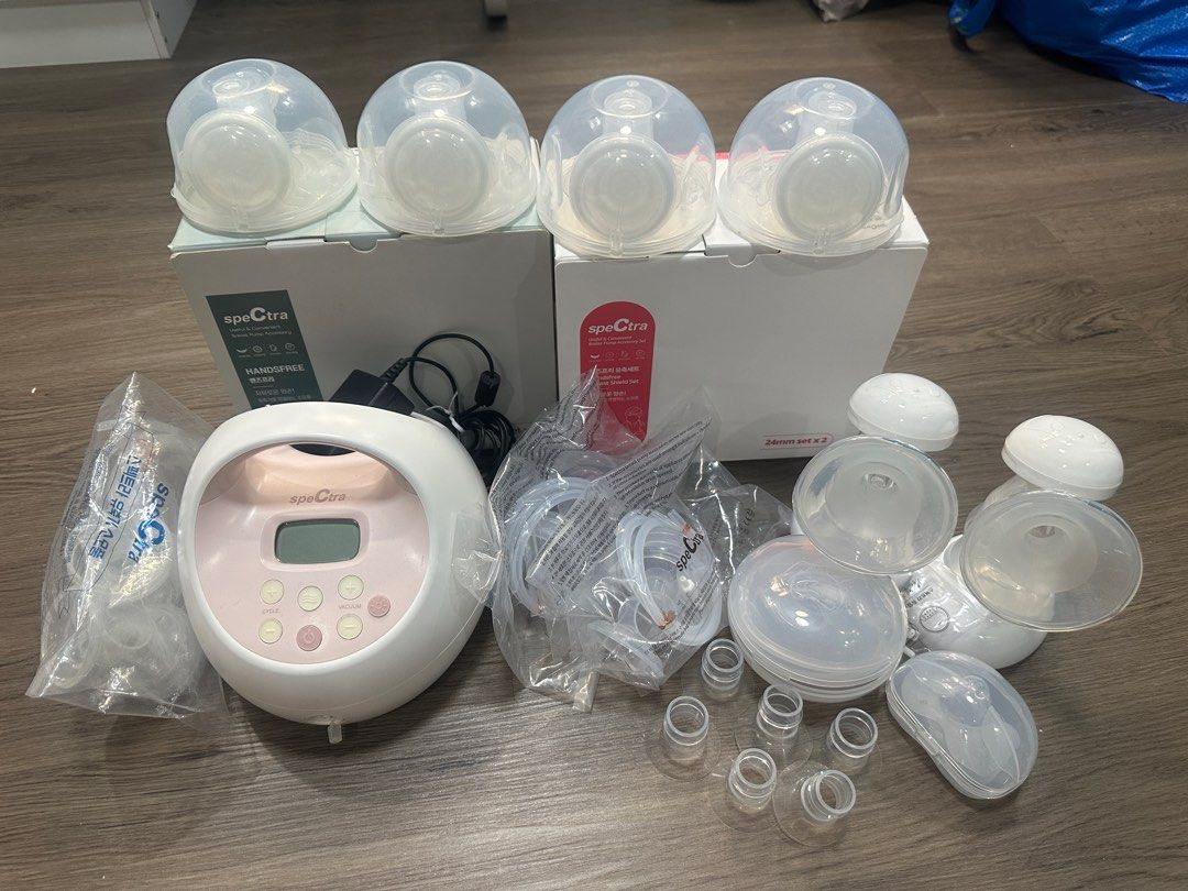Spectra Handsfree Breast Pump Set (Category: Breastfeeding & Bottle Feeding) located in Quezon City. Submitted by chiill (Listing ID 1401576306, Image 1). Description: - 1 unit breast pump with charger (Php 5,999 if unit only) If you get all, Php 8,999 - 2 pair of original Spectra handsfree cups with boxes (including all components and 2 sets of brand new tubings) - 1 pair of Horigen breast pump kit (21mm flange) best for first timers FREE - Hori