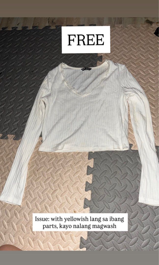Take all! Zara shein long sleeves (Category: Longsleeves) located in Bulacan. Submitted by solovedbyjel (Listing ID 1401693104, Image 3). Description: 200 for all tops with free! Zara gray: never used with tags Shein Black squareneck: used once Shein white lacey top: used once (FREE!!!).