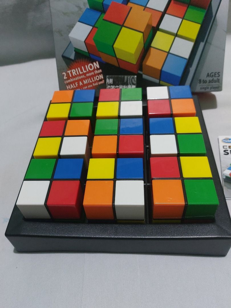 Think Fun Colour Cube Sudoku 3d Puzzle (Category: Board Games & Puzzles) located in Paranaque City. Submitted by ca.firstonlinebiz (Listing ID 1401544323, Image 2). Description: Preloved Think Fun Colour Cube Sudoku 3d Puzzle The set includes 9 color cubes, a game tray, and an instruction manual with bonus challenges. Loc. Greenheights Parañaque Shipping via Lalamove or J&T Express Payment thru Gcash Maya or BPI .
