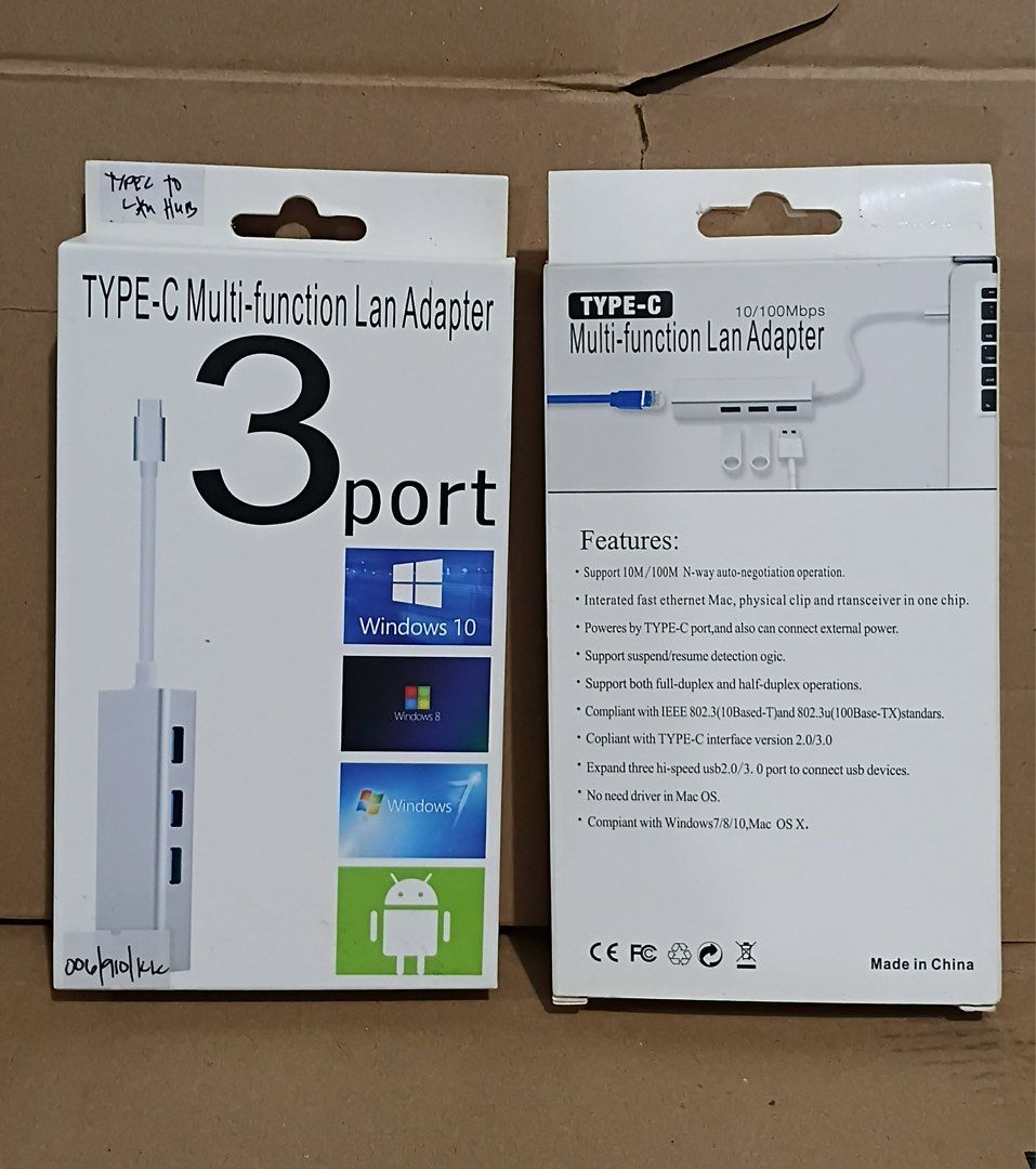 Type C Multifunction Lan Adaptwr with 3 USB 1 Lan rj45 (Category: Cables & Adaptors) located in Manila. Submitted by mxrx_ (Listing ID 1401626467, Image 1). Description: .