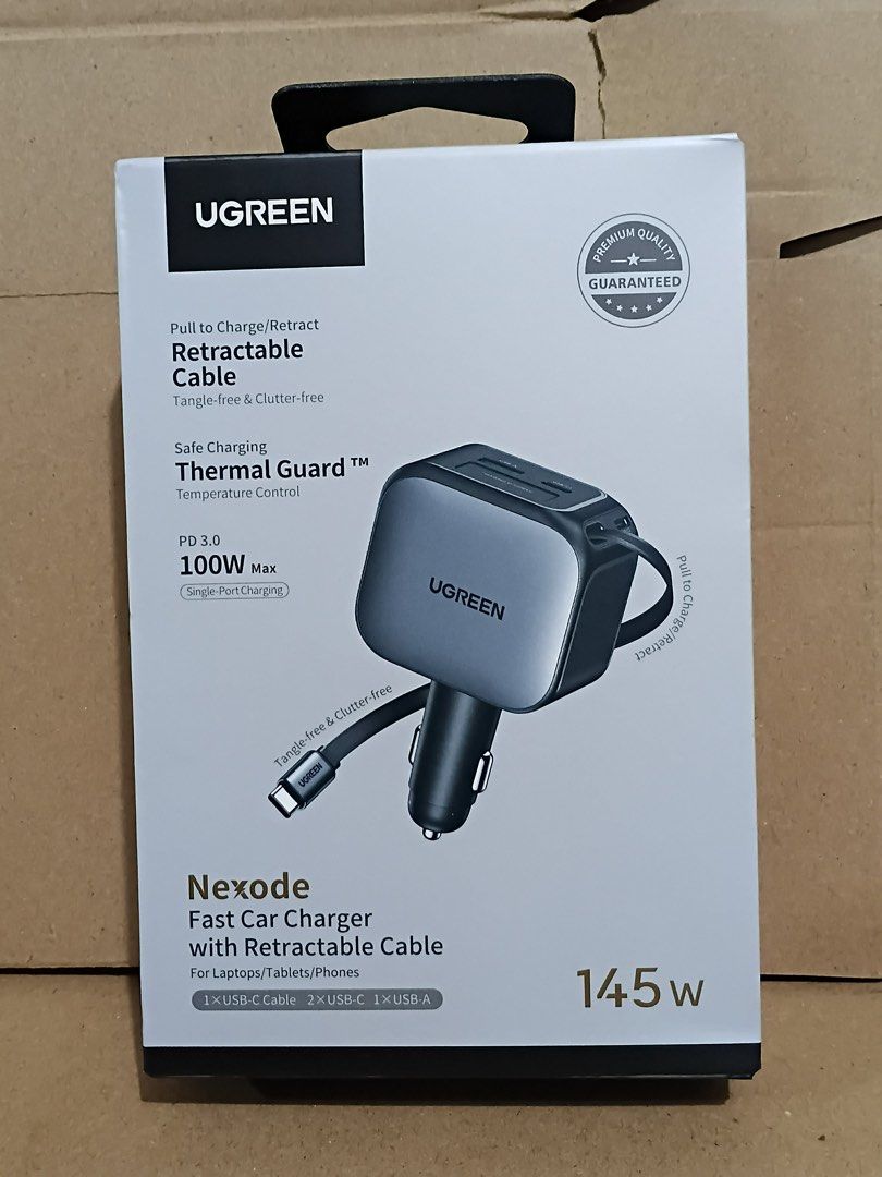 UGREEN Nexode 145W Fast Car Charger Retractable Cable (Category: Chargers & Cables) located in Manila. Submitted by mxrx_ (Listing ID 1401628282, Image 1). Description: .