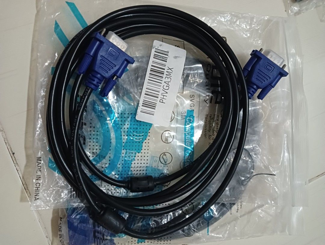 VGA Cable (Category: Cables & Adaptors) located in Manila. Submitted by clevercrystal-cb40 (Listing ID 1401539380, Image 1). Description: - Brand new VGA cable - Black cable with blue connectors - Comes in original packaging - Model: PHVGA3MX.