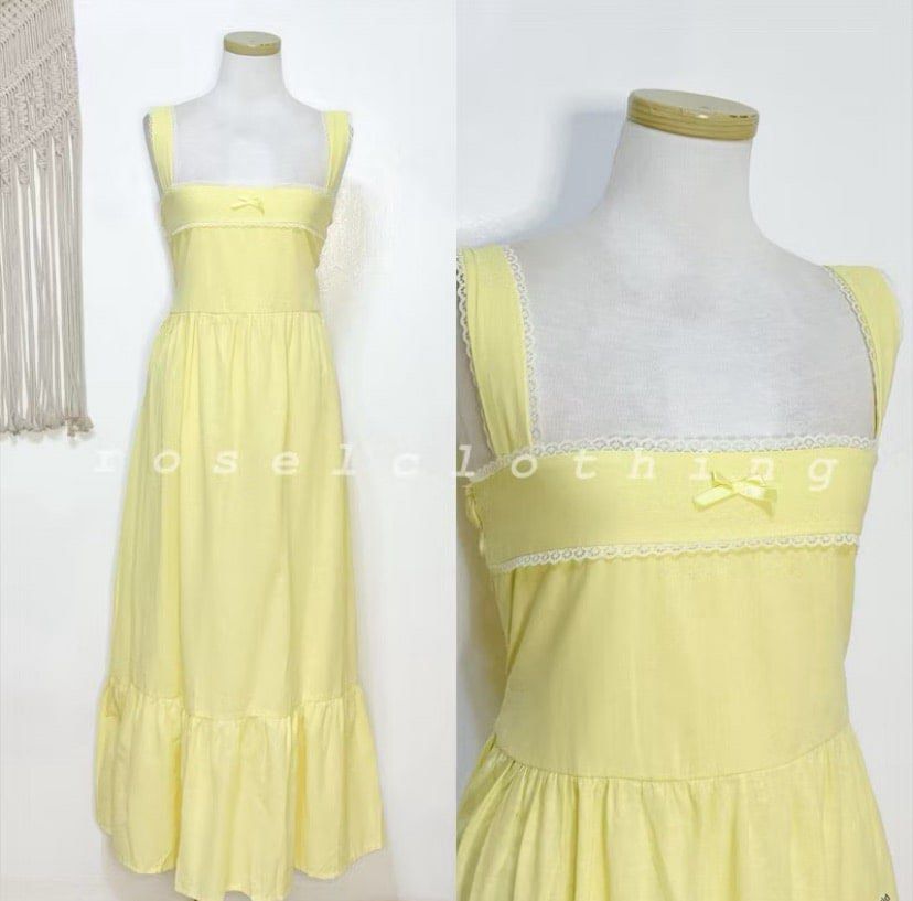 Yellow summer maxi dress 🌼 (Category: Dresses) located in Manila. Submitted by makeitminecj (Listing ID 1401672039, Image 2). Description: •used once lang, good as new!!! •bought from Tiktok shop 🙈 •runs kinda small, best fit XS-S .