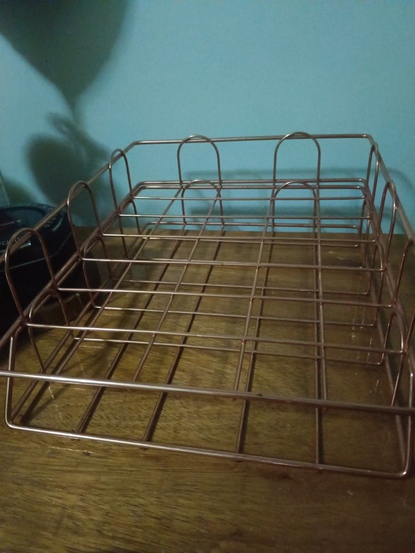 [ SALE ] ROSE GOLD RACK ORGANIZER (Category: Looking For) located in Manila. Submitted by nurseraketera06 (Listing ID 1403345863, Image 1). Description: TWO LAYERED ROSE GOLD RACK ORGANIZER STILL IN GOOD CONDITION AND HAS NO ISSUE ITS USAGE: FIT FOR A4 size , notebook and other school supplies. THE MEASUREMENT IS ON THE PHOTO POSTED ABOVE RFS : NOT USING ANYMORE MODE OF PAYMENT: GCASH, MARIBANK, LANDBANK.