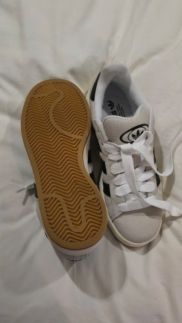 Adidas Campus 00s Shoes (Grey) (Category: Sneakers) located in Pasig City. Submitted by johnflan (Listing ID 1403359912, Image 3). Description: Adidas Campus 00s shoes in a light grey suede upper with black stripes. Features a gum sole and white laces. The shoes have the Adidas logo on the heel and tongue. Size is US 8, UK 7.5, and EUR 40..
