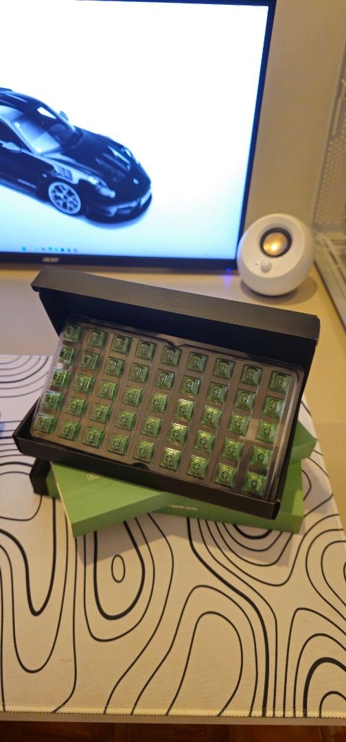 Akko Matcha Green Pro Switches (45g) (Category: Computer Parts) located in Makati City. Submitted by albertbesold (Listing ID 1403286277, Image 2). Description: Condition: Like new / unused (boxes included) Type: Linear mechanical switches Actuation Force: 45g - smooth & light typing feel Pre-lubed from factory Great for gaming and fast typing Compatible with most hot-swap mechanical keyboards (MX style) Clean sound and consistent travel creamy s