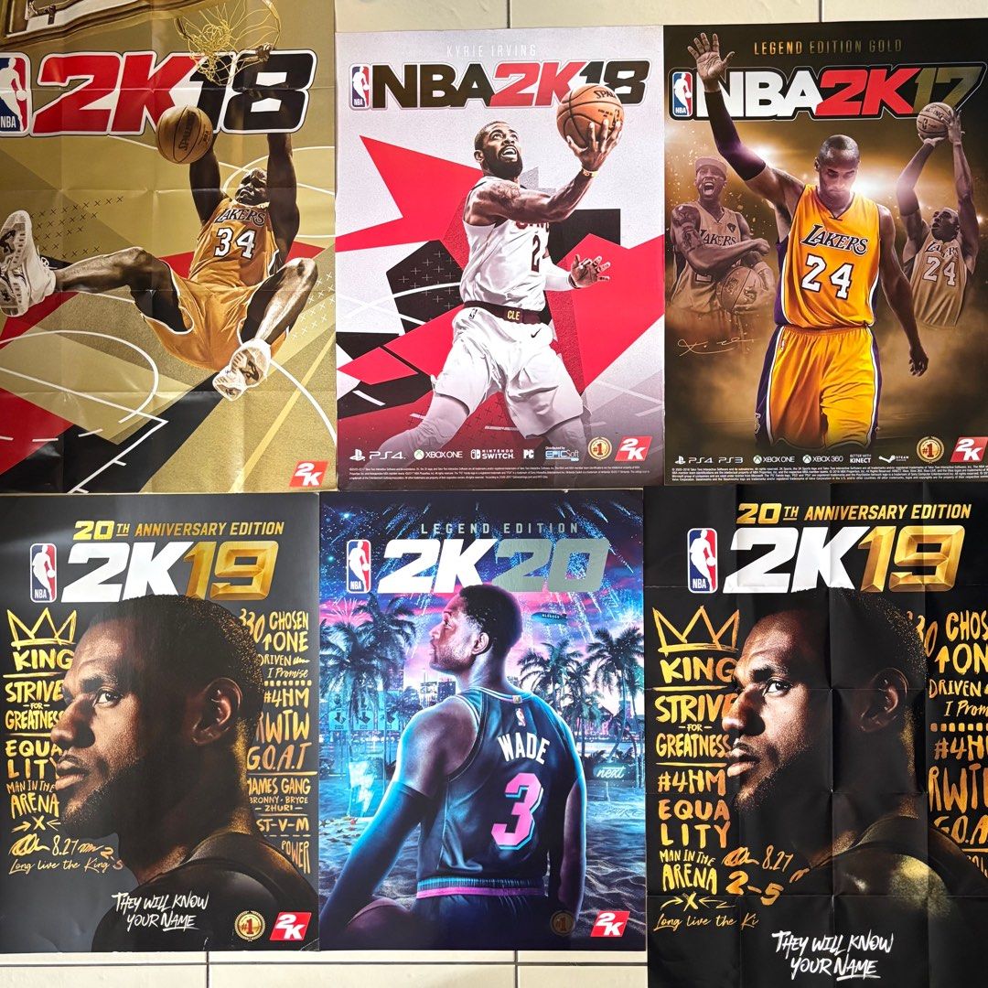 ASSORTED NBA 2K POSTERS TAKE ALL (Category: PlayStation) located in Paranaque City. Submitted by myunsterious (Listing ID 1403274534, Image 1). Description: NBA 2K17 LEGEND EDITION GOLD POSTER NBA 2K18 KYRIE IRVING POSTER POSTER NBA 2K19 20TH ANNIVERSARY EDITION POSTER NBA 2K20 LEGEND EDITION POSTER NBA 2K18 POSTER NBA 2K19 POSTER .