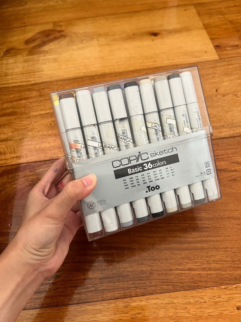 Copic Sketch Basic 36 Colors (Category: Stationery & School Supplies) located in Paranaque City. Submitted by ellies.corner (Listing ID 1403303570, Image 3). Description: - Authentic Copic Sketch marker set 36-colors - Comes in a clear plastic case - Condition: Most of the colors are still good to use. For transparency, 13 markers are dried up na but still useable since you can buy the refills and nibs 😊 (RV02, G000, G14, B000, B12, B16, BV11, E