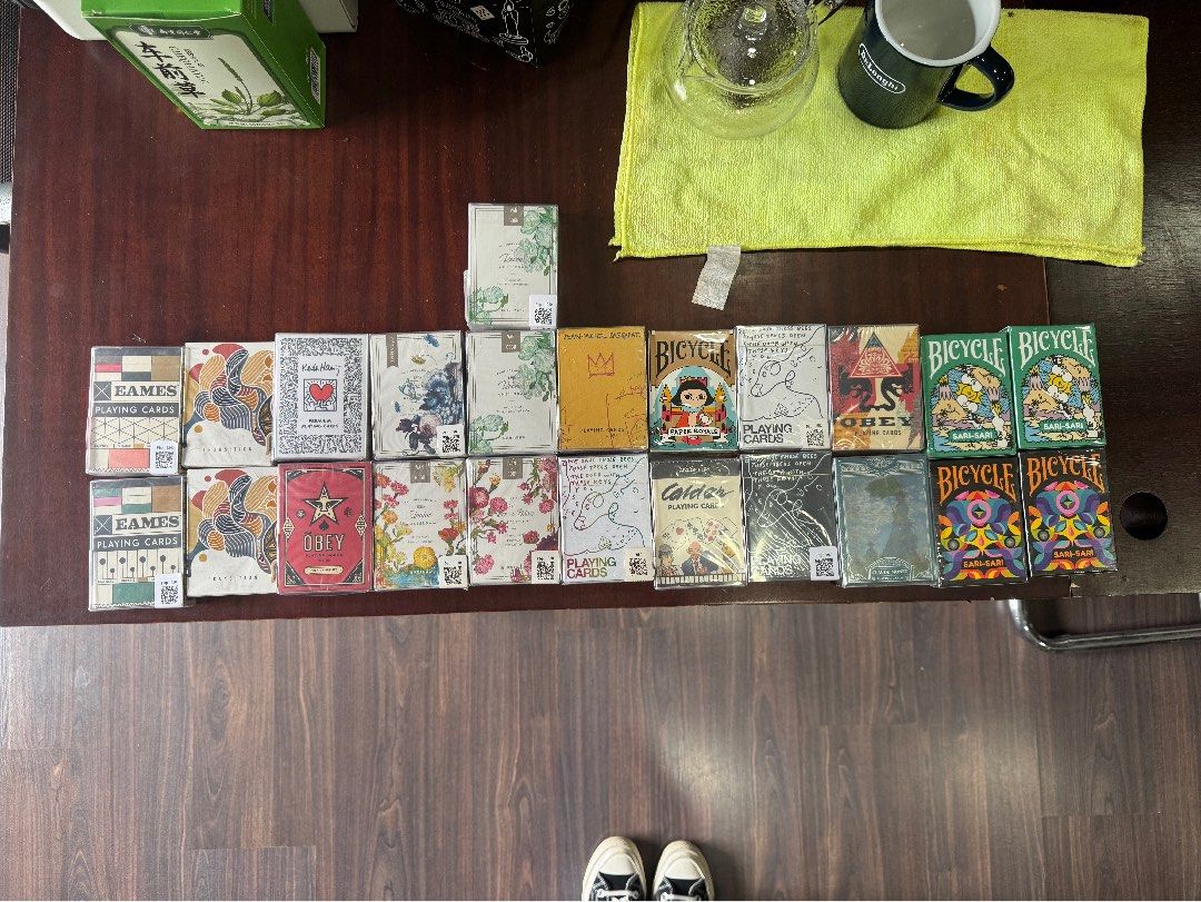 Eames, Obey, Sari Sari Bicycle Playing Cards (Category: Board Games & Puzzles) located in Quezon City. Submitted by poweranger325 (Listing ID 1403256183, Image 1). Description: - Playing card collection - Brands: Eames, Obey, Bicycle - ALL decks are SEALED - Features various designs and colors - Suitable for collectors and card game players.