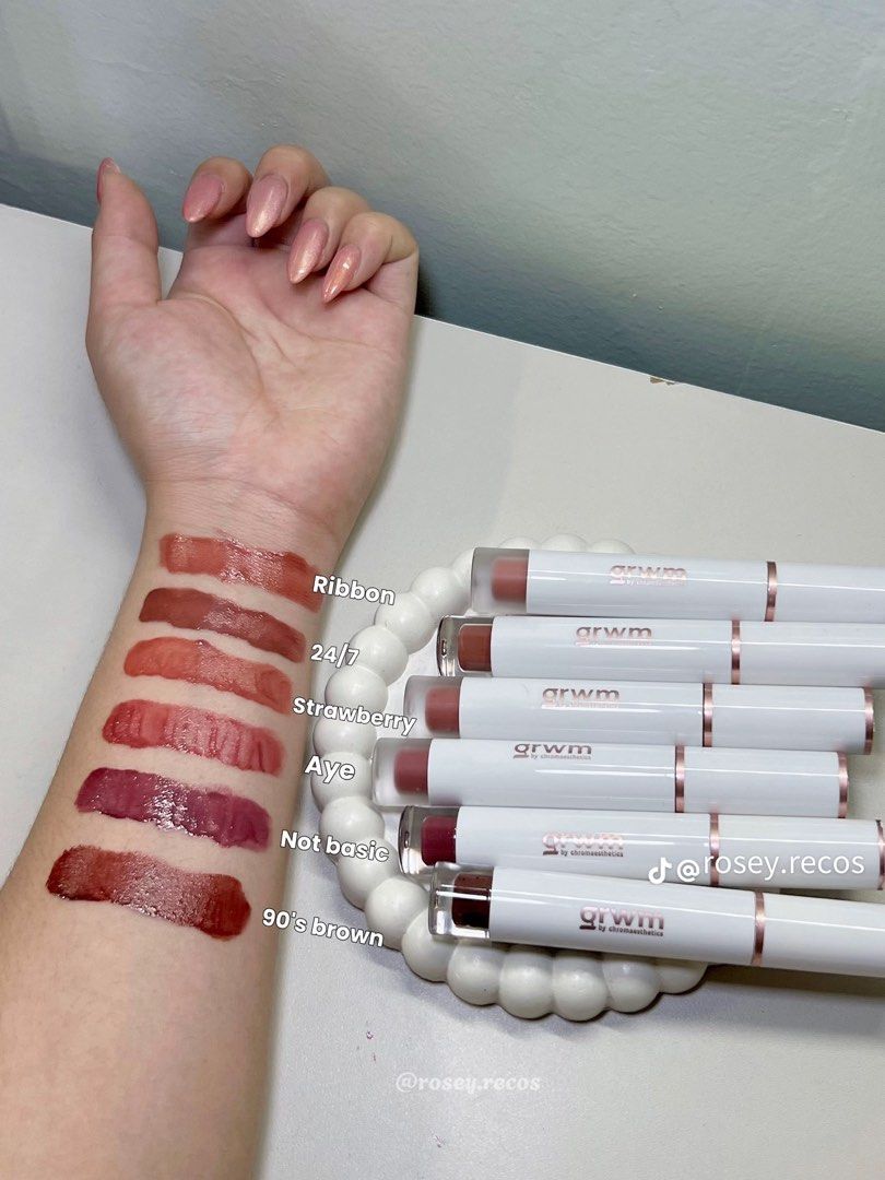 GRWM Tinted Lip Glaze (not basic) (Category: Makeup) located in Mandaluyong City. Submitted by everythingnice__ (Listing ID 1403339000, Image 3). Description: swatch only twas a gift hehe shade : not basic!.