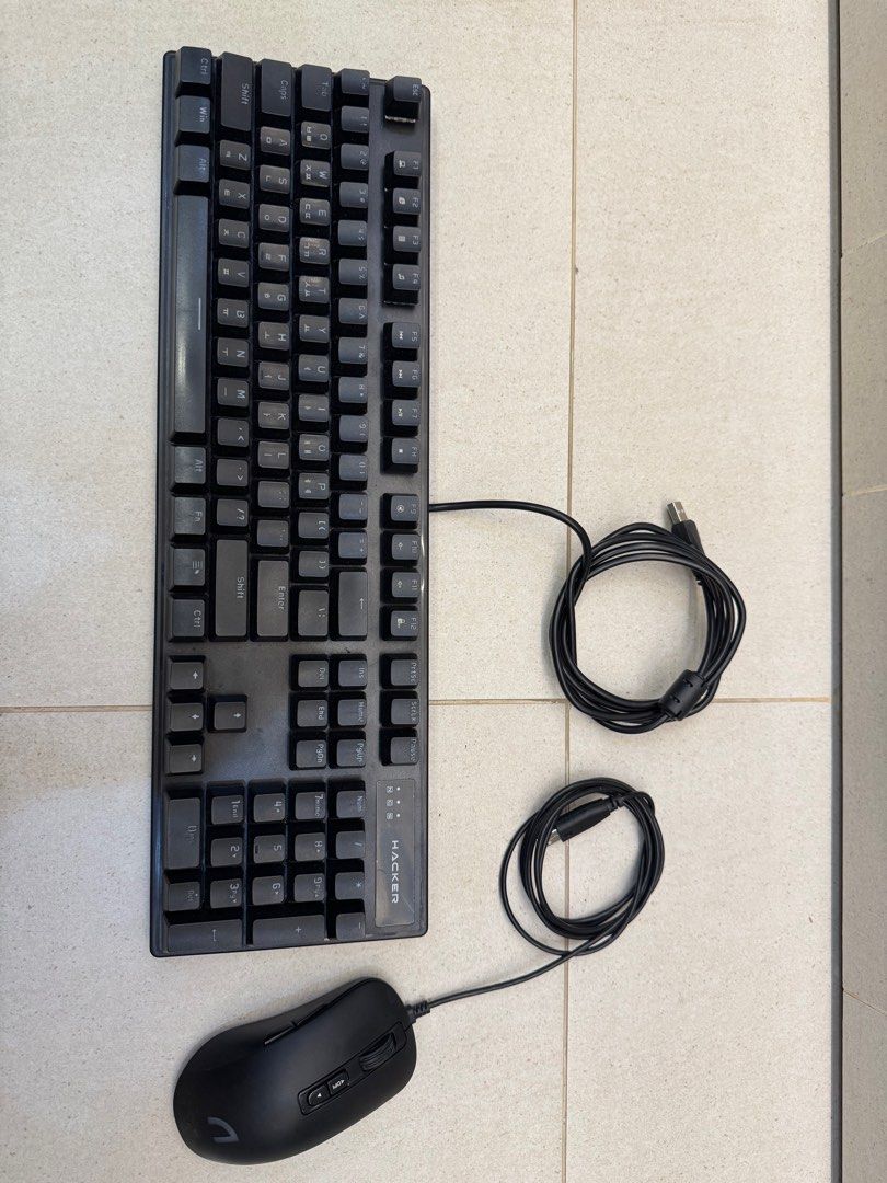 Hacker K560K Mechanical Keyboard + Hacker KM400M Gaming Mouse (Set) (Category: Computer Keyboard) located in Pasig City. Submitted by lhj0981olx (Listing ID 1403396686, Image 1). Description: Selling a Hacker K560K mechanical keyboard and Hacker KM400M gaming mouse – both in excellent working condition. Used very lightly, clean, and fully functional. Details: • Brand: ABKO Hacker (Korea) • Keyboard model: K560K (Mechanical, Wired USB) • Mouse mod
