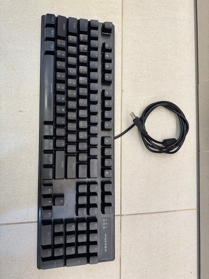 Hacker K560K Mechanical Keyboard + Hacker KM400M Gaming Mouse (Set) (Category: Computer Keyboard) located in Pasig City. Submitted by lhj0981olx (Listing ID 1403396686, Image 2). Description: Selling a Hacker K560K mechanical keyboard and Hacker KM400M gaming mouse – both in excellent working condition. Used very lightly, clean, and fully functional. Details: • Brand: ABKO Hacker (Korea) • Keyboard model: K560K (Mechanical, Wired USB) • Mouse mod