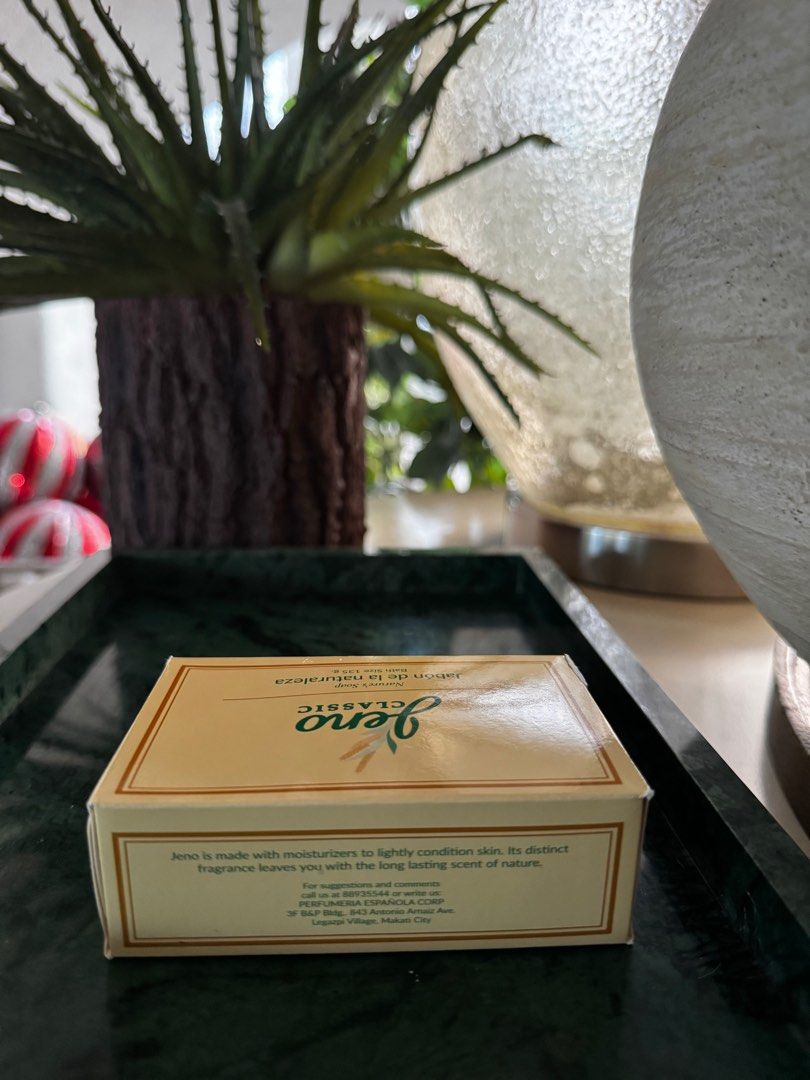 Jeno (Heno De Pravia) 90g (Category: Bath) located in Quezon City. Submitted by skbmom (Listing ID 1403297638, Image 3). Description: 90g SRP P37 selling for P32 each P360 for pack of 12 (P30 each) P2880 for box of 96pcs (P30 each) 110 boxes / 10,560 pcs available Jeno (local Heno de Pravia) is made with moisturizers to lightly condition skin. Its distinct fragrance leaves you with the long lasting scent of nature. Available in 180g, 135g, 90g. W