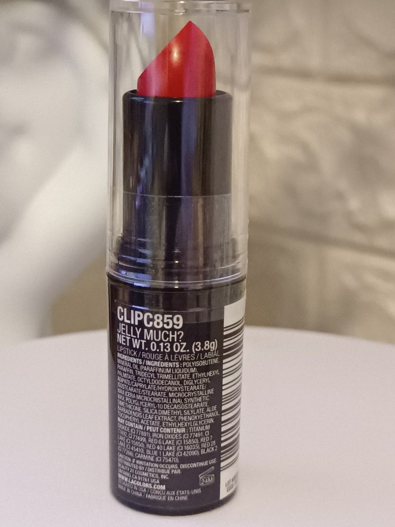 L.A. Colors Jelly Much Lipstick (Category: Makeup) located in Rodriguez. Submitted by applepink07 (Listing ID 1403374407, Image 3). Description: for free when you buy any Victoria Secret - Authentic L.A. Colors Jelly Much Lipstick - Shade: Vibrant Red - New and Unused - Weight: 0.13 oz (3.8g) - Black tube with clear cap bought from San Francisco US best Christmas gift gift for wife gift for her.