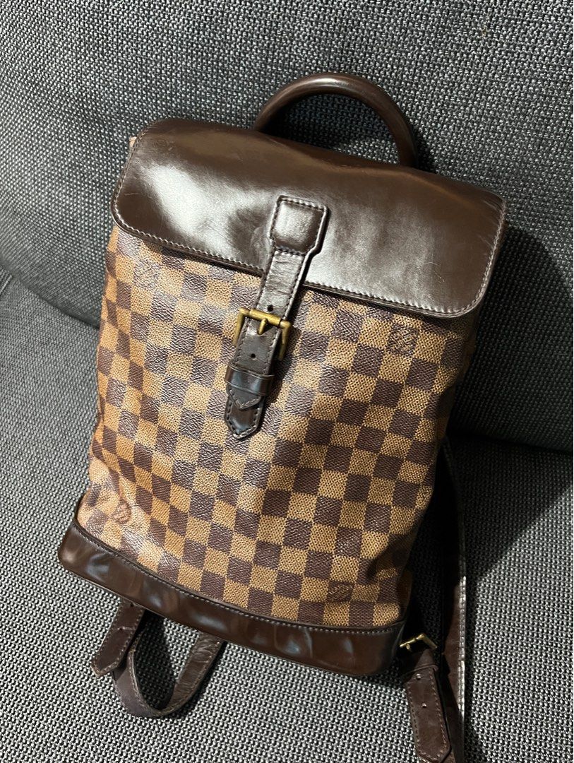 Louis Vuitton Damier Ebene Backpack (Category: Luxury Bags & Wallets) located in Caloocan City. Submitted by rmdesilva (Listing ID 1403265323, Image 1). Description: - Authentic Louis Vuitton backpack - Damier Ebene canvas - Brown leather trim - Adjustable shoulder straps - Flap closure with buckle - Classic design - Suitable for everyday use.