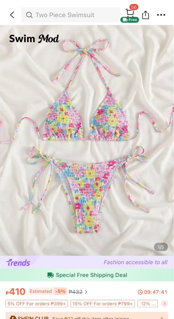 Floral Bikini Set (Category: Bikinis & Swimsuits) located in Manila. Submitted by an.declutter (Listing ID 1401153518, Image 1). Description: - Triangle top with adjustable ties - Tie-side bottoms for a customizable fit - Textured fabric Rfs: Worn once only (washed & sanitized) 📍 Location: Sta. Mesa, Manila ✨ Size: XS - Semi Medium 💸 MOP: GCash or COD (+₱20) 📦 Courier: J&T (shipping fee starts at ₱40) 🚫 NO RETURN & REFUND If you have any ques