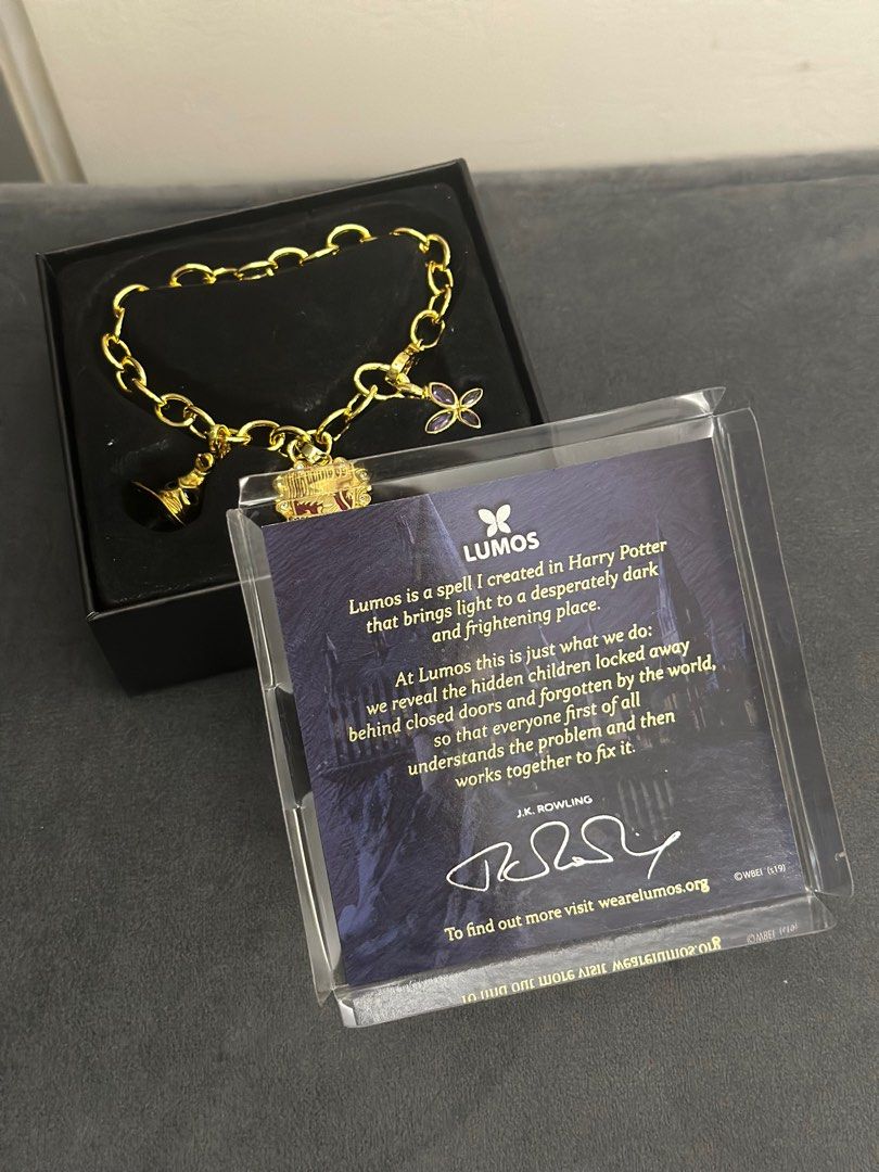 Lumos Harry Potter Gryffindor Charm Bracelet (Category: Bracelets) located in Taguig. Submitted by deckluttering (Listing ID 1403393263, Image 3). Description: -original Harry Potter Lumos Gryffindor Charm bracelet (Noble Collection) -bought at Universal Studios USA -originally bought for 3500 PHP -never used -comes with original box and packaging -good for gifting ♥️🪄.