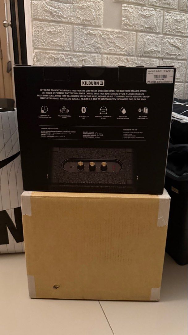 Marshall Kilburn II Bluetooth Speaker (Category: Soundbars, Speakers & Amplifiers) located in Mandaluyong City. Submitted by KenP07 (Listing ID 1403299186, Image 2). Description: Marshall Killburn II - ₱11,499 PICKUP: SMDC LIGHT Residences Mandaluyong City .