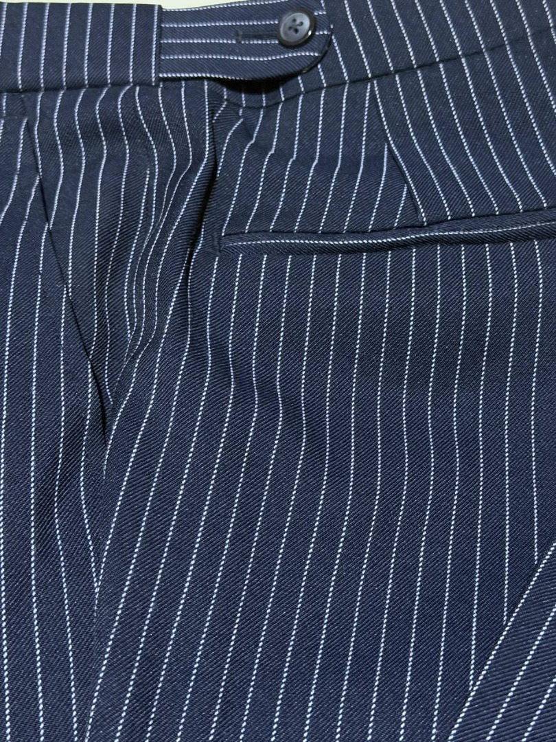 Navy Pinstripe Pants, Men's Fashion, Bottoms, Trousers on Carousell — free download