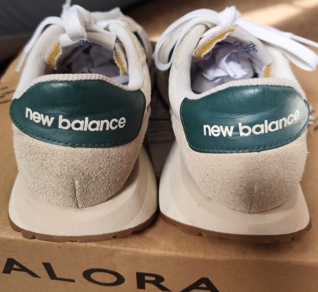 New Balance 237 Sneakers - White/Green (Category: Sneakers) located in Quezon City. Submitted by melsc (Listing ID 1403347329, Image 2). Description: PRELOVED New Balance 237 sneakers - White nylon upper - Green 'N' logo - Suede overlays - Off-white midsole - Brown outsole - New Balance logo on heel tab - Size indicated on inner tag SF shoulder by buyer Location: Quezon City Near SM North .