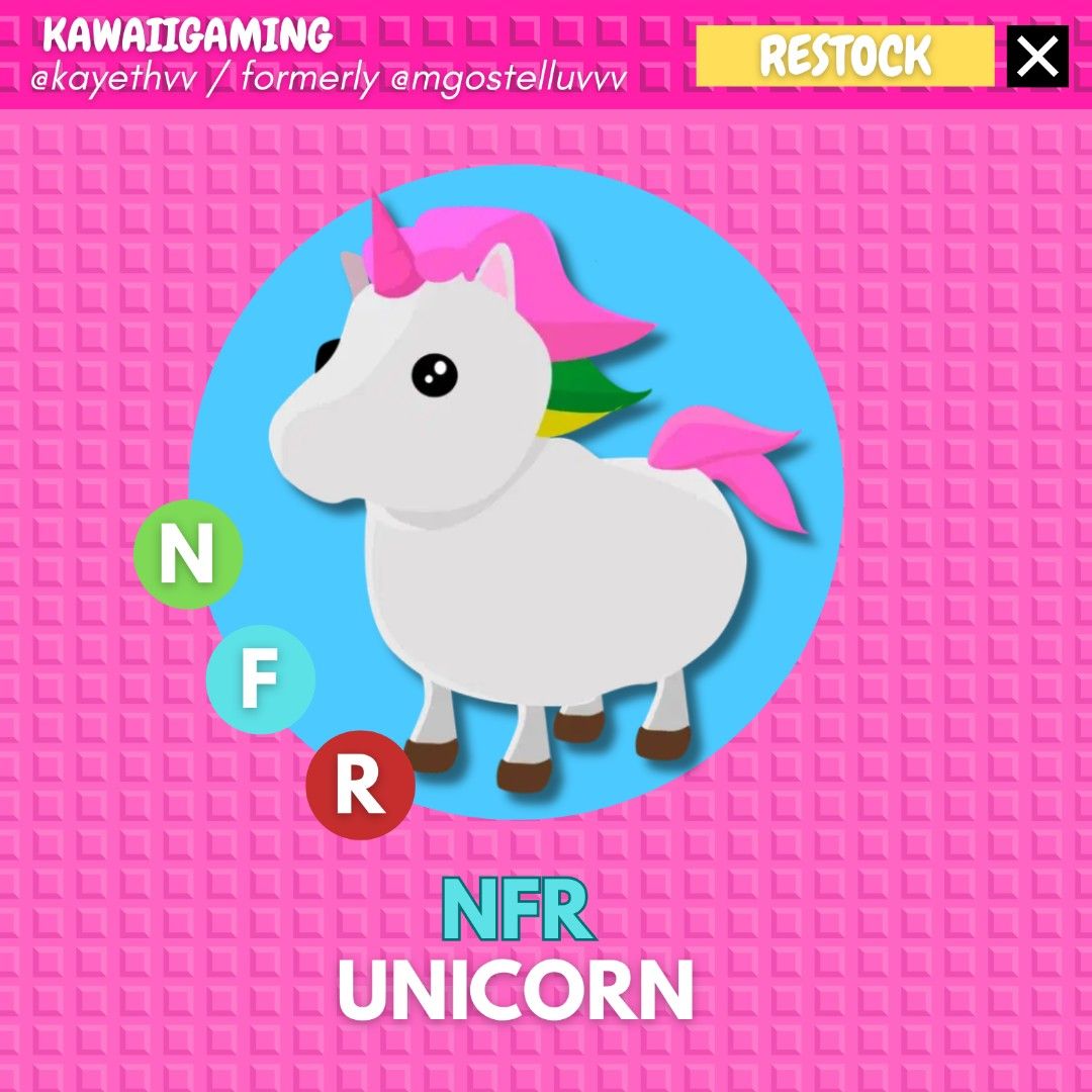 NFR Unicorn Adopt Me Roblox ADM (Category: In-Game Products) located in Cavite. Submitted by kawaiigaming (Listing ID 1403330147, Image 1). Description: 𐙚⋆.˚ kawaiigaming .ᐟ.ᐟ selling #growagarden pet & sheckles .ᐟ ♡ Pet ability can be seen on the 2nd photo. ♡ Always check my listings for more items. ♡ All pets available, some are pre-order and some are onhand— feel free to dm me what you need. ♡ Strictly not going first. X: mgostelluvvv GCash (