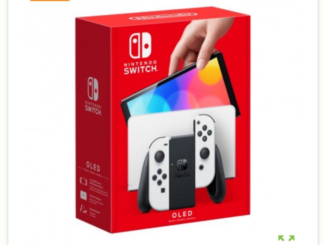 Nintendo Switch OLED Model （分類：Nintendo 任天堂）位於 Hong Kong。 由 12345678b 提交（商品編號 1403281920，圖片 1）。簡介： Nintendo Switch OLED model with white Joy-Con controllers. The box is red and features the Nintendo Switch logo. The console is shown with the screen and controllers. The box also indicates it is the OLED model.。