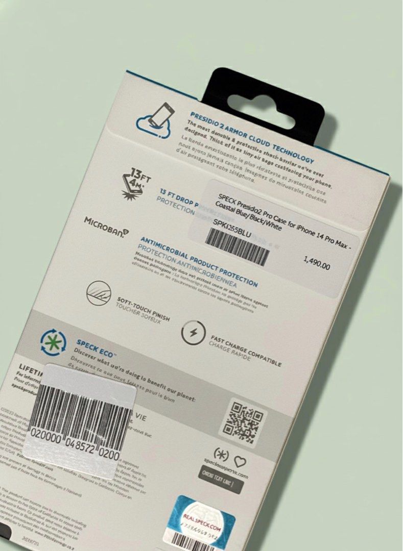 Original Speck For iPhone 14 Pro Max (Category: Cases & Sleeves) located in Makati City. Submitted by msn_gdgt (Listing ID 1403416593, Image 2). Description: 100% Original Mall Pull Out (PowerMac) Brandnew Note: Kindly message me for the design and pictures, kapag hindi ako maka reply means max quota na here at carousel, you can contact me via SMS 0960-545-7606.