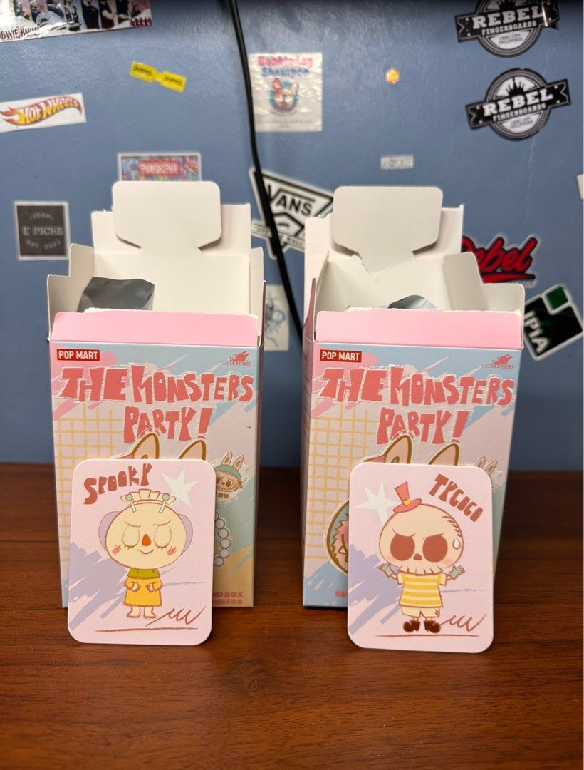 Pop Mart The Monsters Party Keychain (Category: Designer & Blind Box Toys) located in Binan City. Submitted by los_26 (Listing ID 1403424404, Image 1). Description: Open Box (Sealed) ₱350 each ₱650 for both.