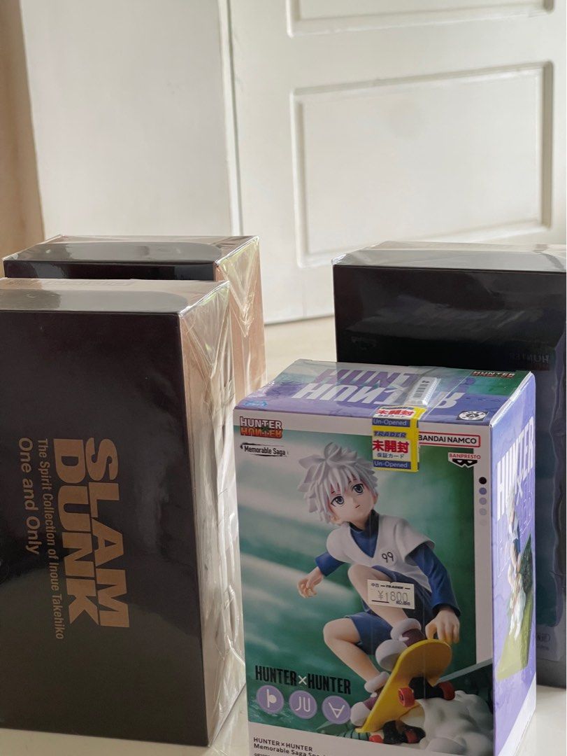 Slam dunk + hunter x hunter (Category: Figurines & Statues) located in Taguig. Submitted by danbr21 (Listing ID 1403258759, Image 3). Description: Slam dunk collectible + hunter x hunter All bought in Japan Still with box and sealed Rukawa 1500 Miyagi 1500 Mitsui -1500 Killua - hunter x hunter 750 .