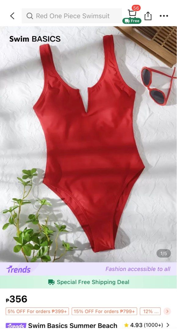 Swim Basics Red One Piece Swimsuit (Category: Bikinis & Swimsuits) located in Manila. Submitted by an.declutter (Listing ID 1403281462, Image 1). Description: - Flattering V-neck - High-cut leg and a scoop back - Textured fabric Rfs: Worn once only (washed & sanitized) 📍 Location: Sta. Mesa, Manila ✨ Size: XS - Semi Medium 💸 MOP: GCash or COD (+₱20) 📦 Courier: J&T (shipping fee starts at ₱40) 🚫 NO RETURN & REFUND If you have any questions, pl