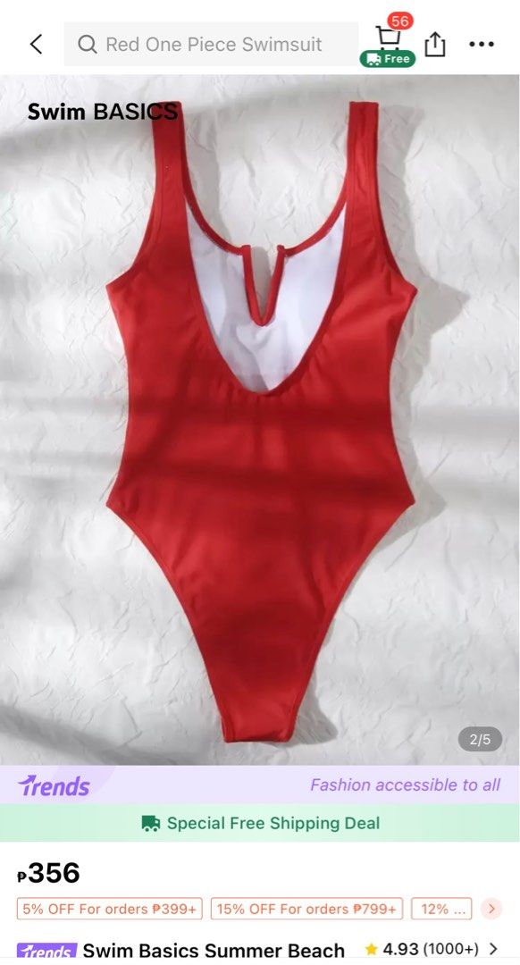 Swim Basics Red One Piece Swimsuit (Category: Bikinis & Swimsuits) located in Manila. Submitted by an.declutter (Listing ID 1403281462, Image 2). Description: - Flattering V-neck - High-cut leg and a scoop back - Textured fabric Rfs: Worn once only (washed & sanitized) 📍 Location: Sta. Mesa, Manila ✨ Size: XS - Semi Medium 💸 MOP: GCash or COD (+₱20) 📦 Courier: J&T (shipping fee starts at ₱40) 🚫 NO RETURN & REFUND If you have any questions, pl