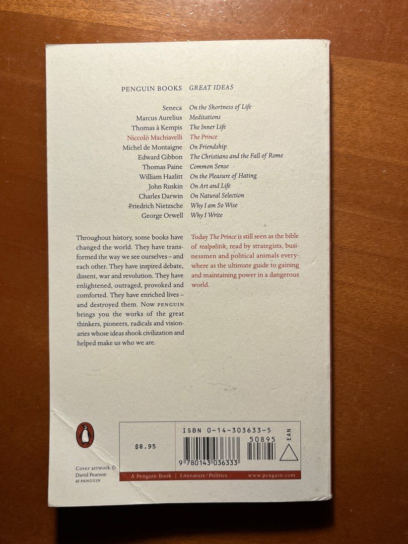 The Prince by Niccolo Machiavelli (Category: Storybooks) located in Mandaue City. Submitted by elstash (Listing ID 1403402840, Image 3). Description: Rfs never read.