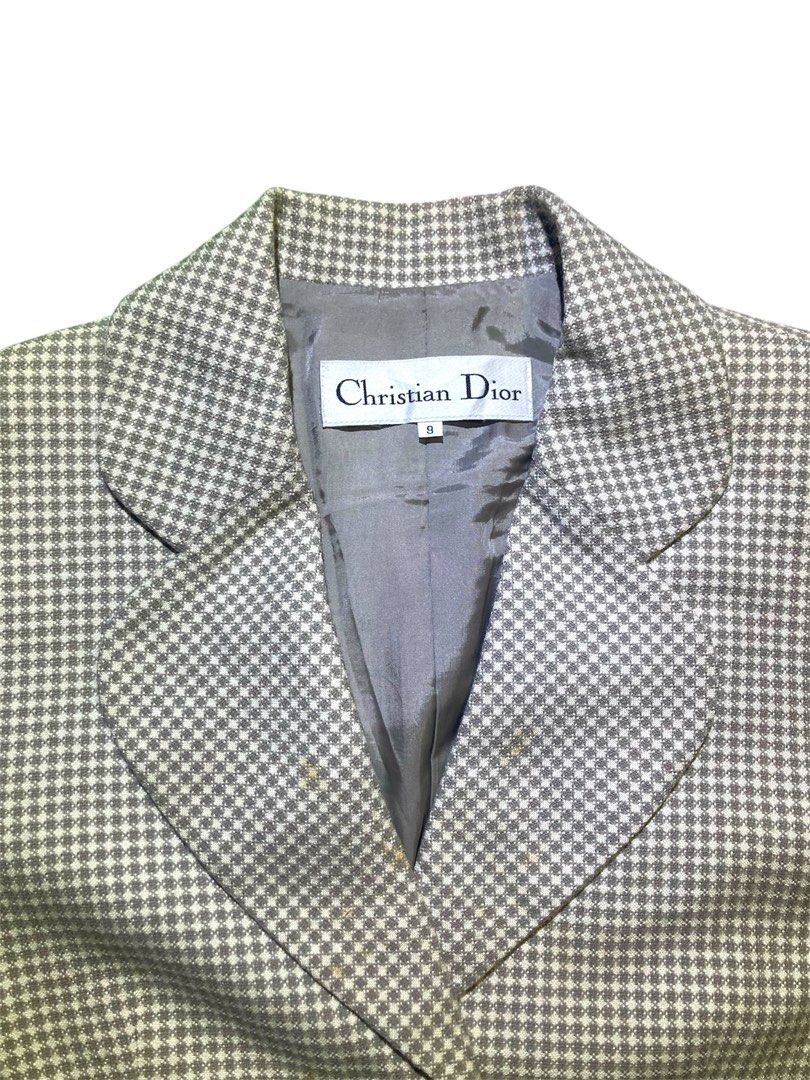 Christian Dior Vintage houndstooth blazer (Category: Luxury Apparel) located in Manila. Submitted by macadr1p (Listing ID 1403580202, Image 2). Description: Dimes: 19x27 Color rate: 9.8/10 Condition: Excellent - no issues - Complete tags - Color not faded at all - Collar not faded - No sign of usage - Need basic wash only - High quality Fabrics - OVERALL💯 “One drop, one shot—claim your crown.” “MACADR1P is a curated thrift clothing shop that ble